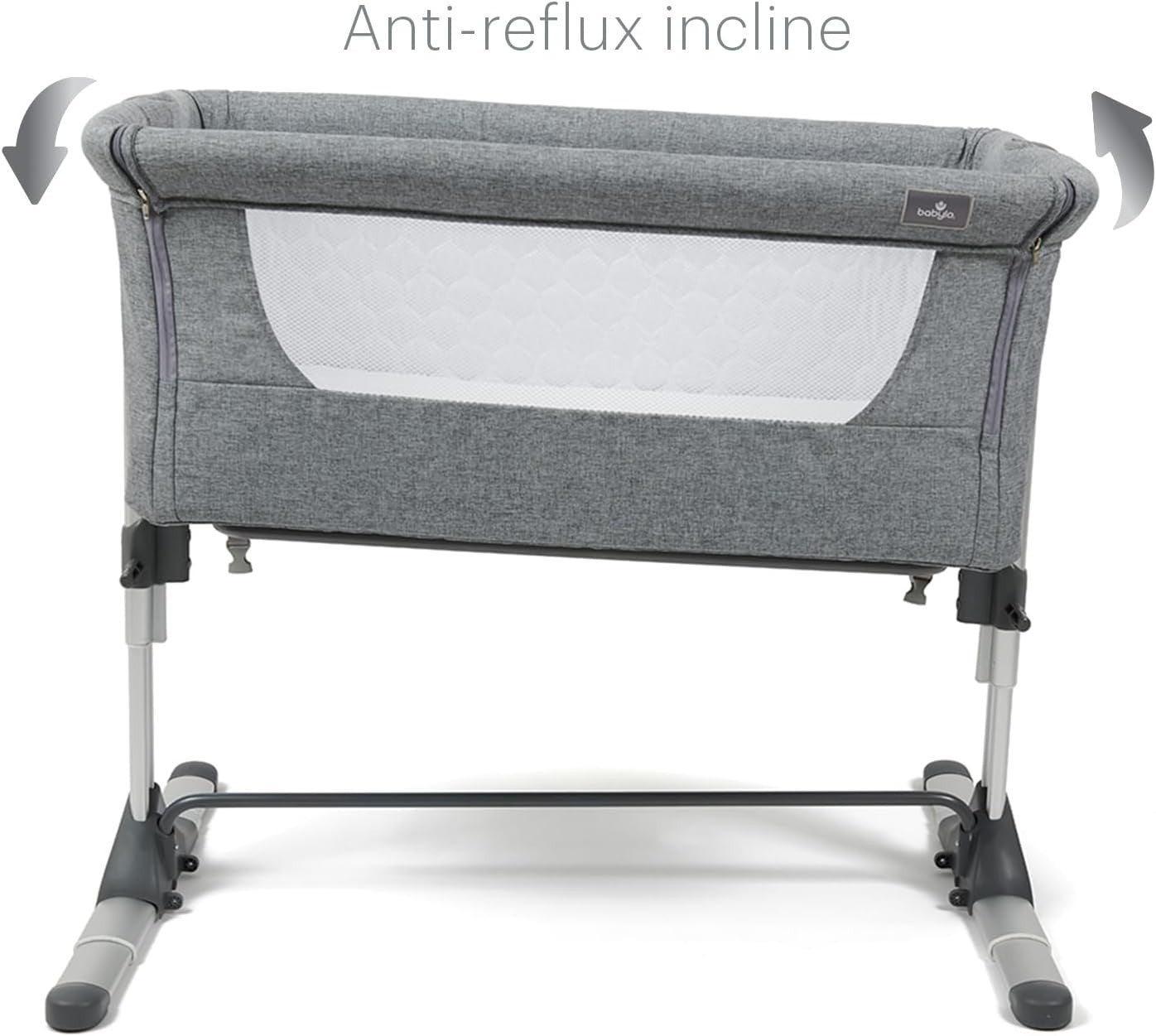 Bedside Baby Co-Sleeper Cot Adjustable Height Crib with Mattress Grey