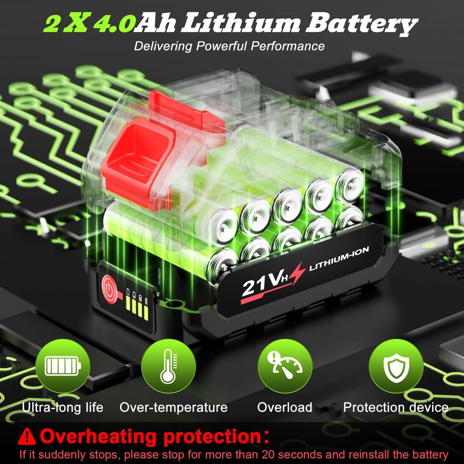 Cordless Leaf Blower 21V Dual Batteries 55000RPM Adjustable Speed Lightweight