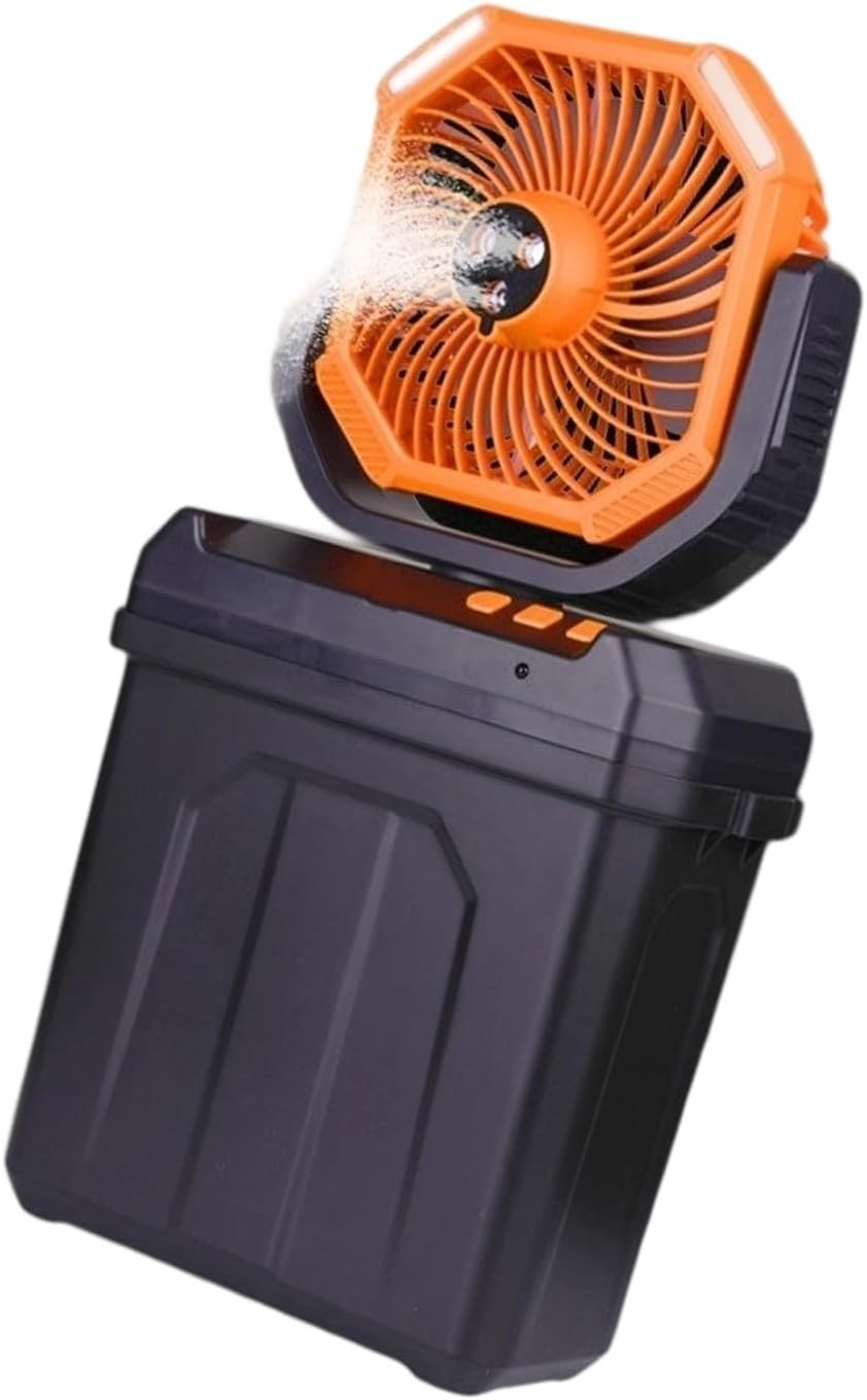 Portable 30000mAh Misting Fan – 6L Bucket LED Cooling w/ Rechargeable Battery