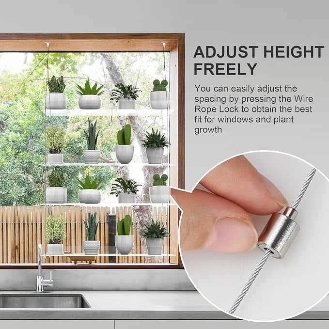 4 Tier Hanging Clear Acrylic Plant Shelf Window Display Rack for Indoor Garden