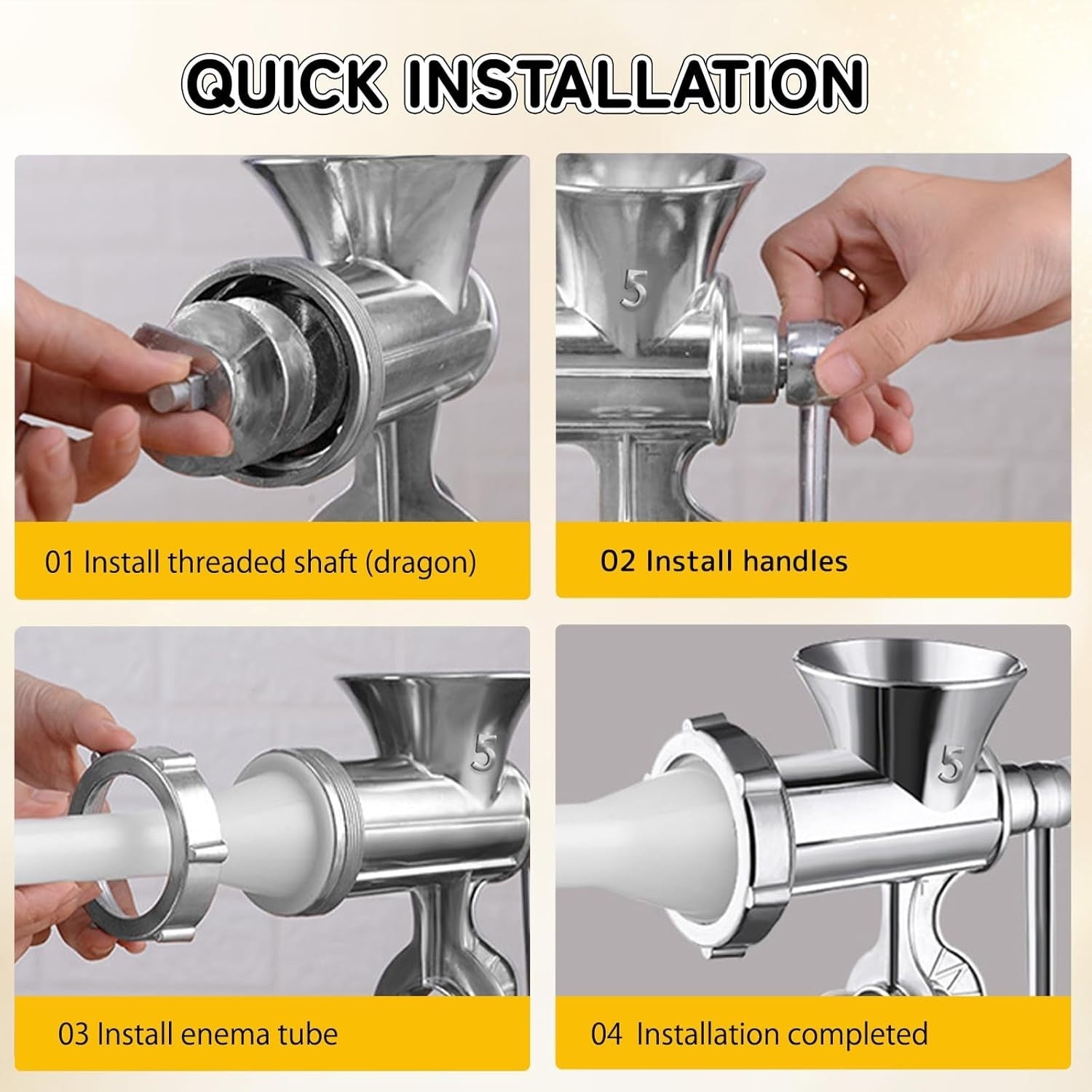 Manual Meat Grinder Sausage Stuffer Stainless Steel Mincer Clamp