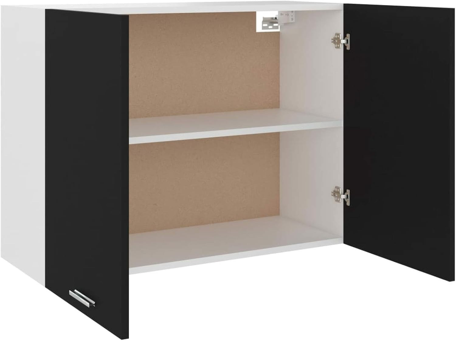 Space-Saving Lockable Wall Cabinet with Double Doors & Shelves Black
