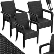Set of 6 Stackable Rattan Garden Chairs Black Patio Balcony Armchairs