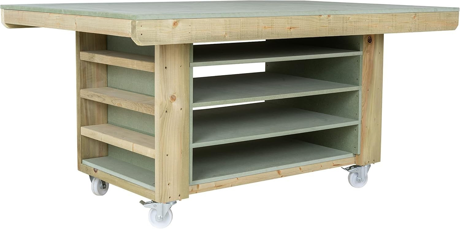Heavy-Duty Art & Craft Studio Workbench – 18mm Moisture-Resistant Top & Storage