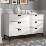 Modern 6 Drawer Chest Grey Oak Storage Cabinet Bedroom Organizer