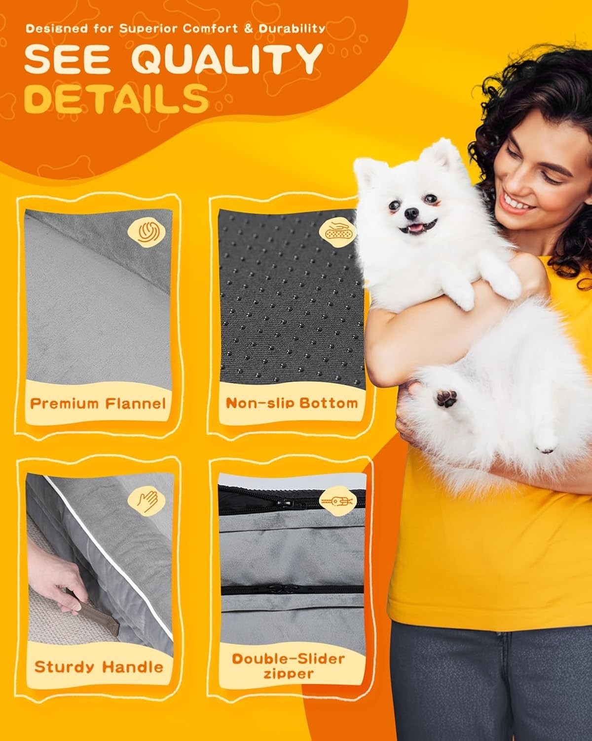 XXL Orthopedic Dog Bed Waterproof Washable Bolster 137x91cm