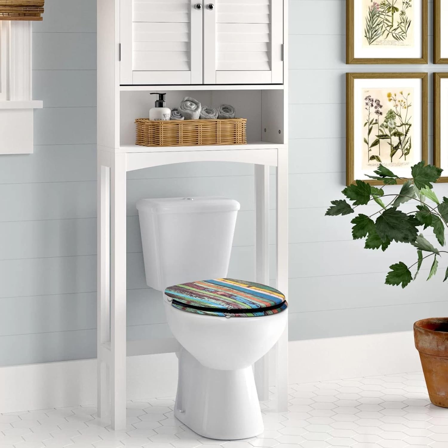 Soft Close Toilet Seat Quick Release O-Shape Duroplast Adjustable Hinges 45x37cm