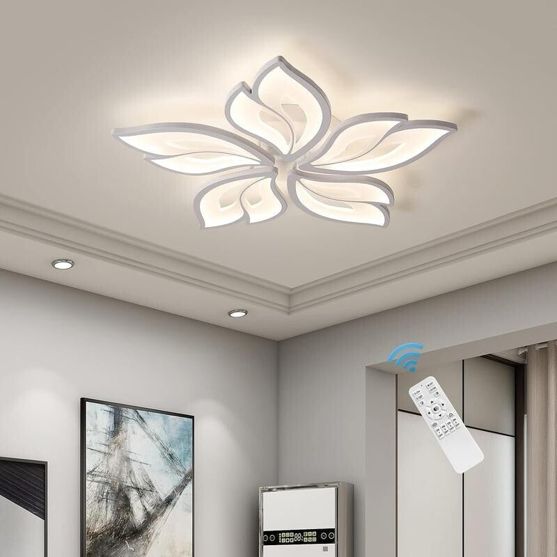 Modern LED Flower Ceiling Light 60W Dimmable Chandelier Remote 4800lm