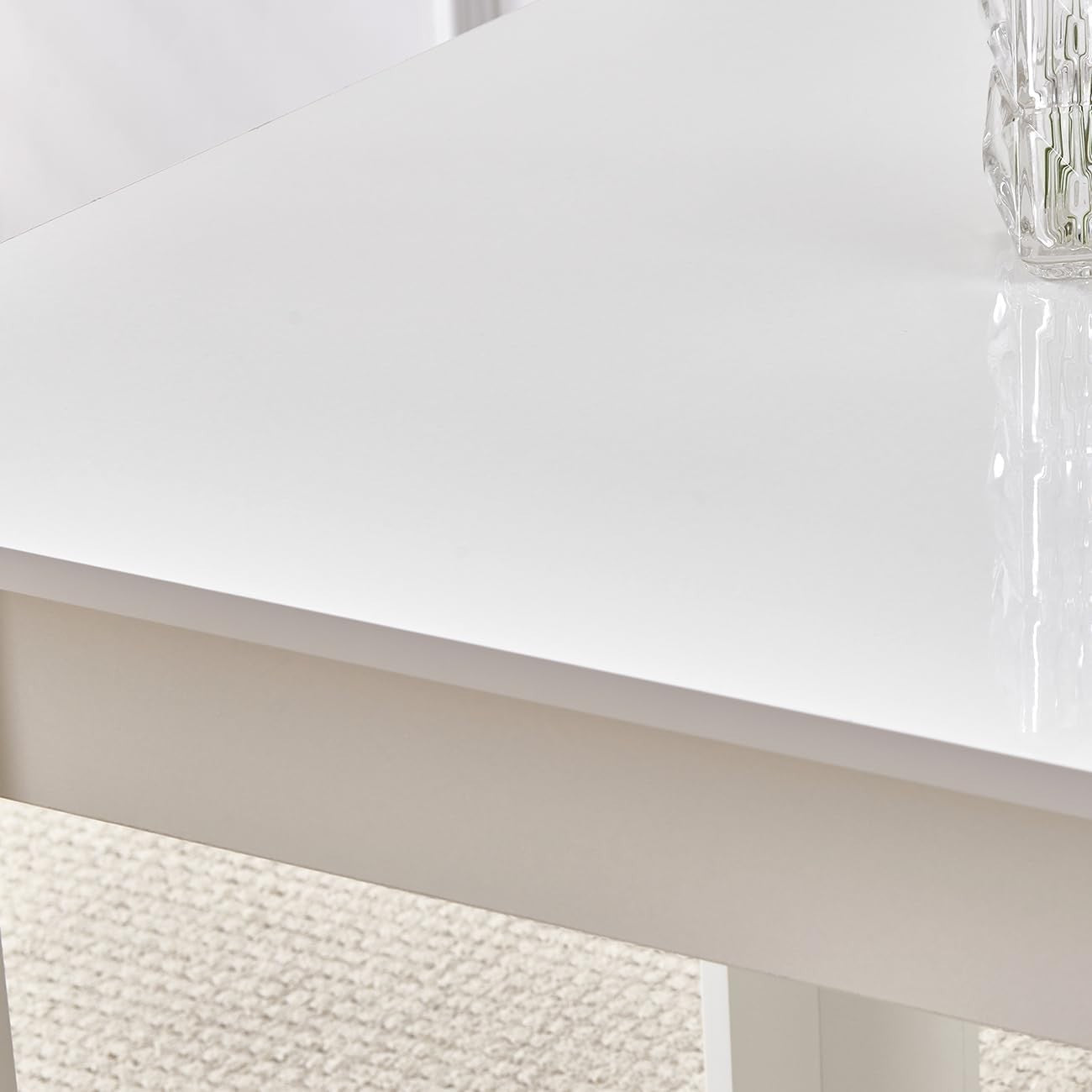 Modern 3-Piece White Marble Dining Set with 2 White Velvet Chairs for Small Spac