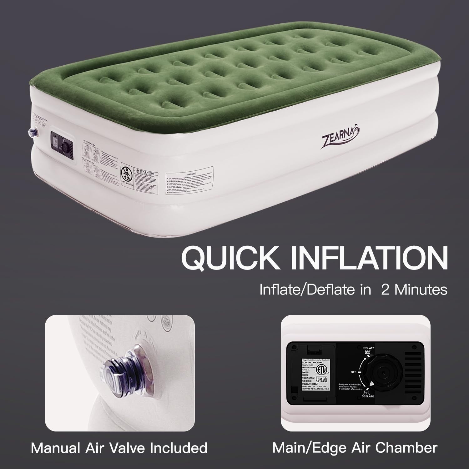 Single Inflatable Air Mattress with Pump – Quick Guest & Camping Bed
