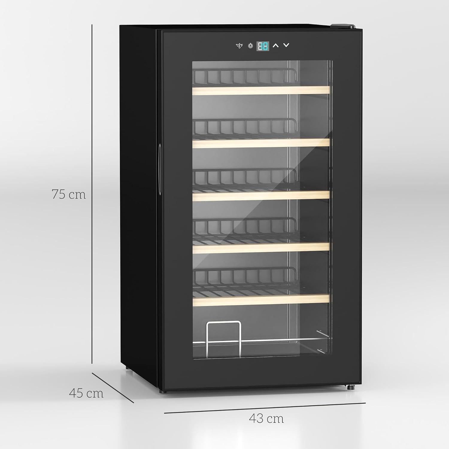 24 Bottle Wine Cooler Fridge Glass Door LED Touch Control Freestanding