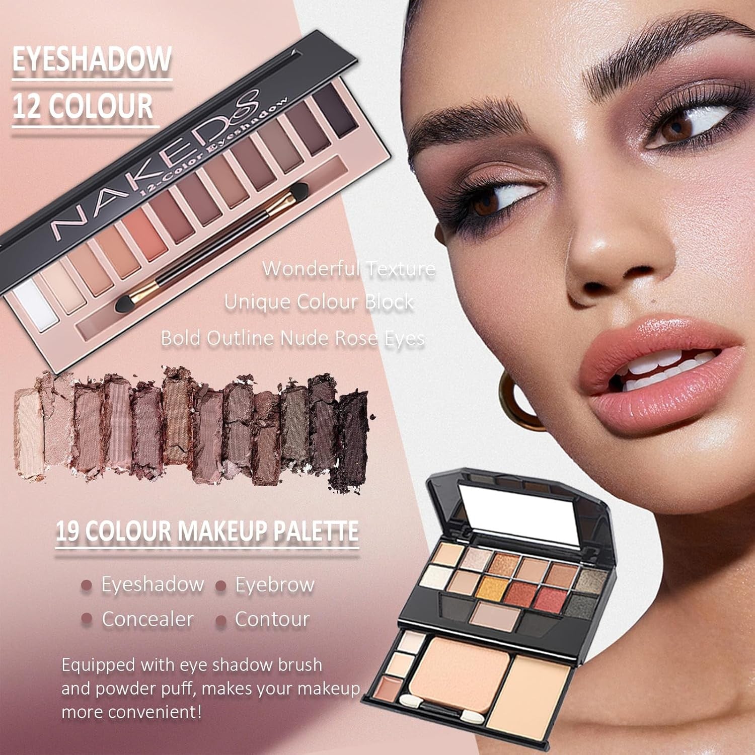 All In One Makeup Kit 12 Colour Palette Foundation Brush Set