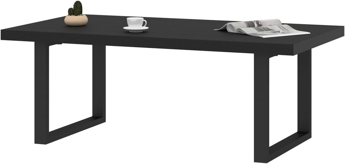 Black Oak Coffee Table 120cm Industrial Wood Metal Center Table Durable