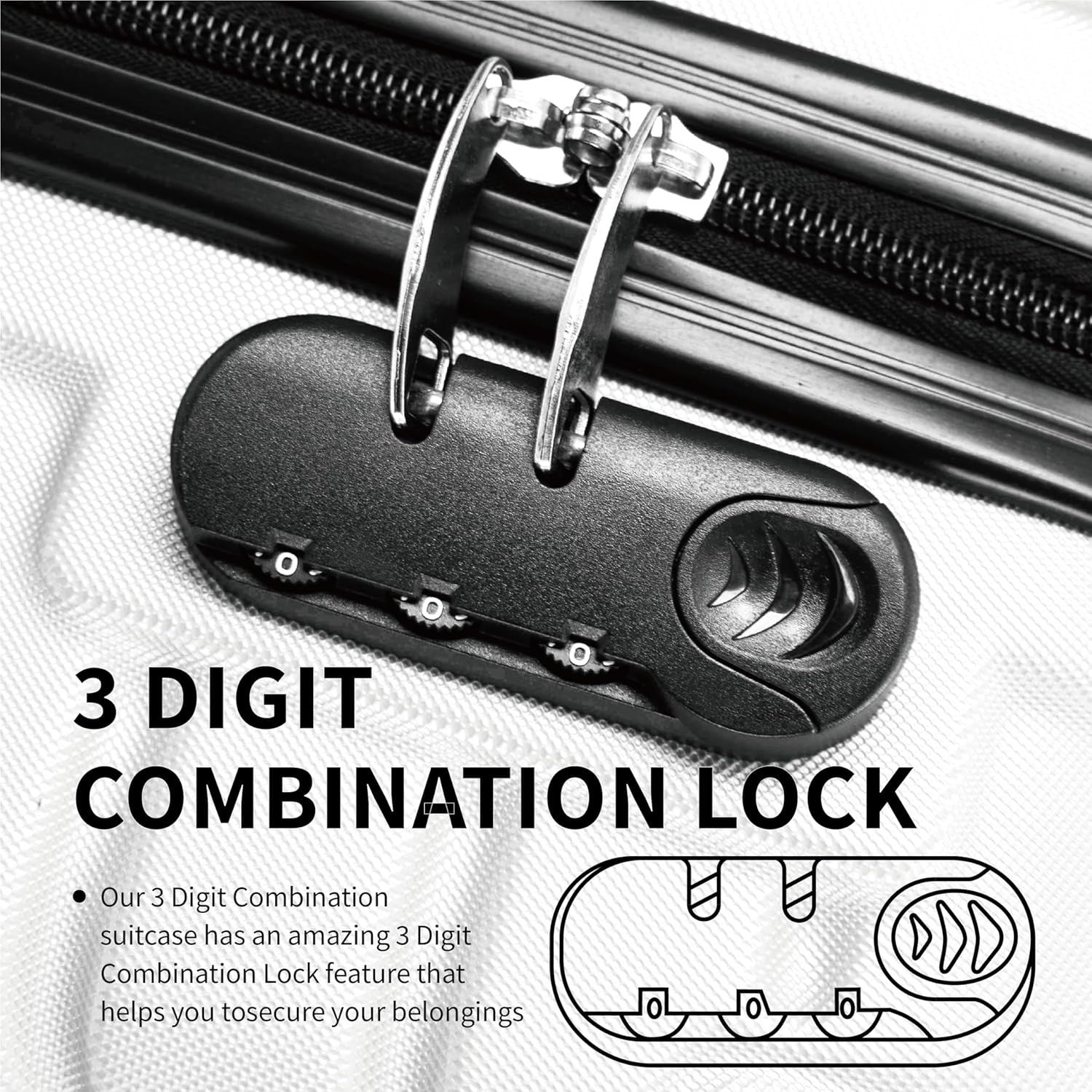 Medium 24'' Check In Luggage ABS Hard Shell Lightweight Spinner Suitcase