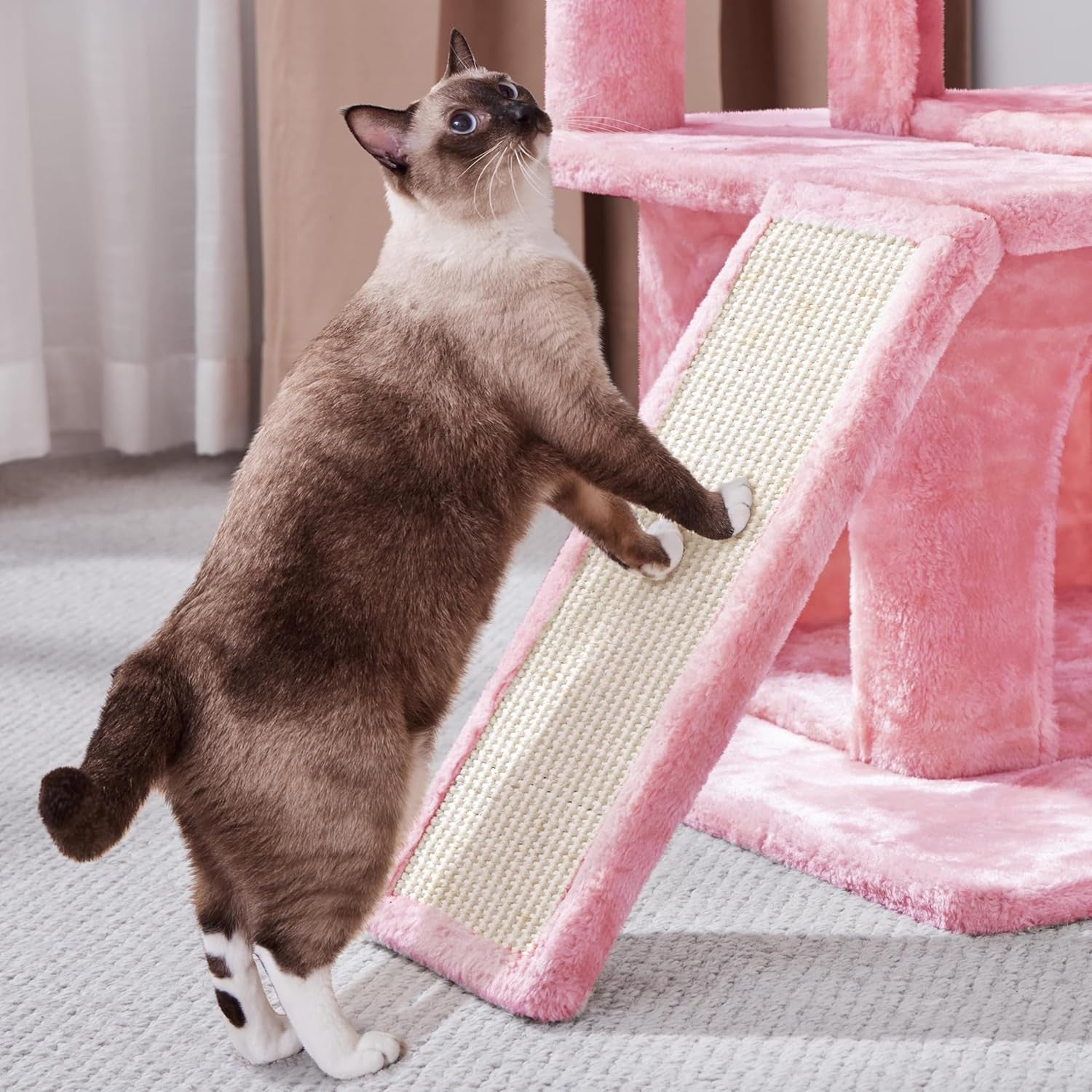 92cm Cat Tree Tower Multi Level Double Condo Scratching Post Pink