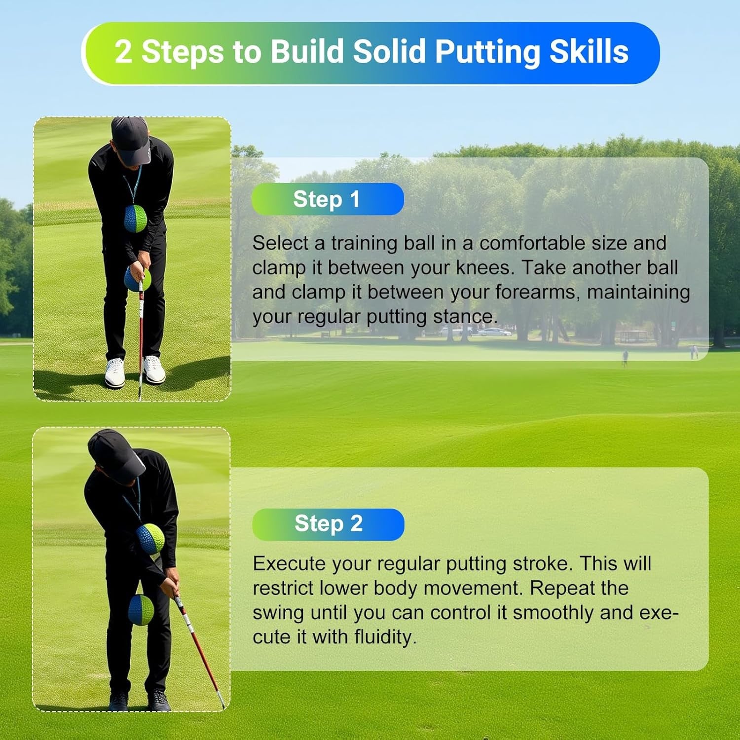 Golf Swing Trainer Ball Between Arms Improve Accuracy & Stability