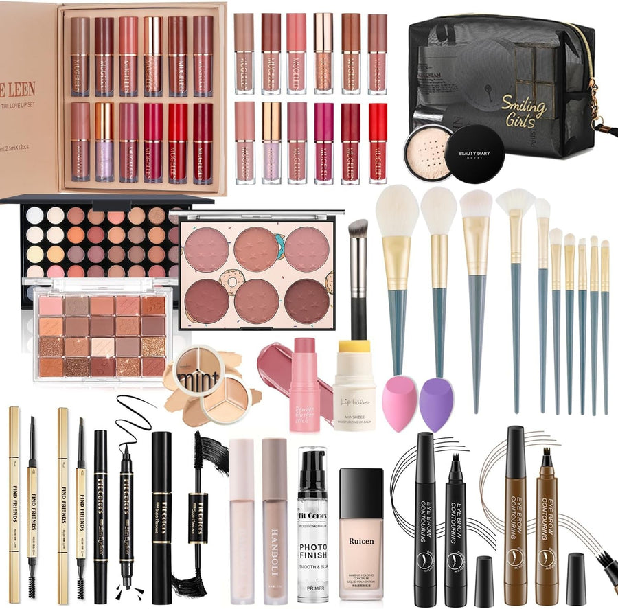 Professional Makeup Kit Full Face Set 40 Colour Eyeshadow Brushes Bag