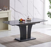 Extending Glass Dining Table 180x80cm Grey Modern 6 Seater Grey