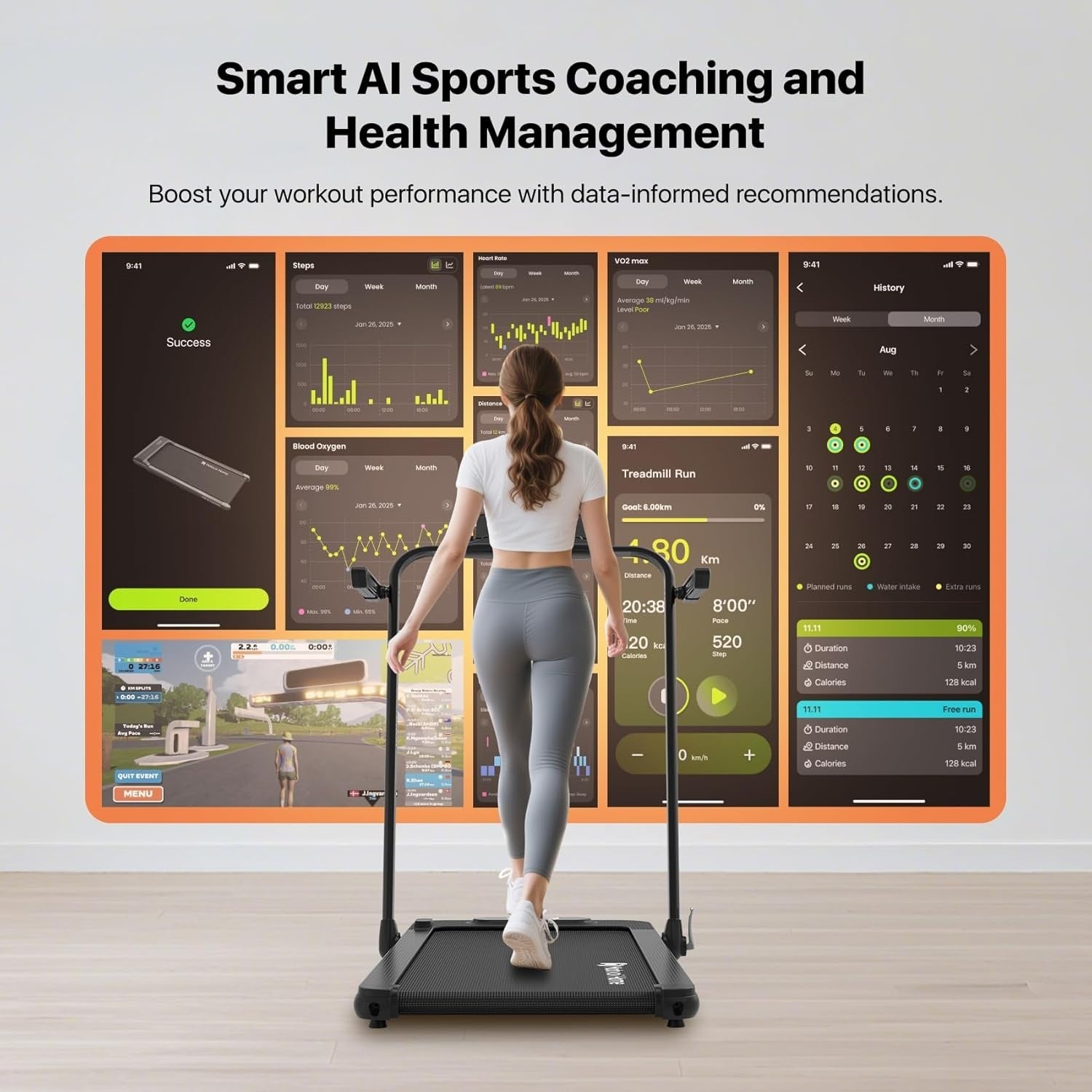Foldable Under Desk Treadmill 3-in-1 Walking Jogging Running 12KM/H