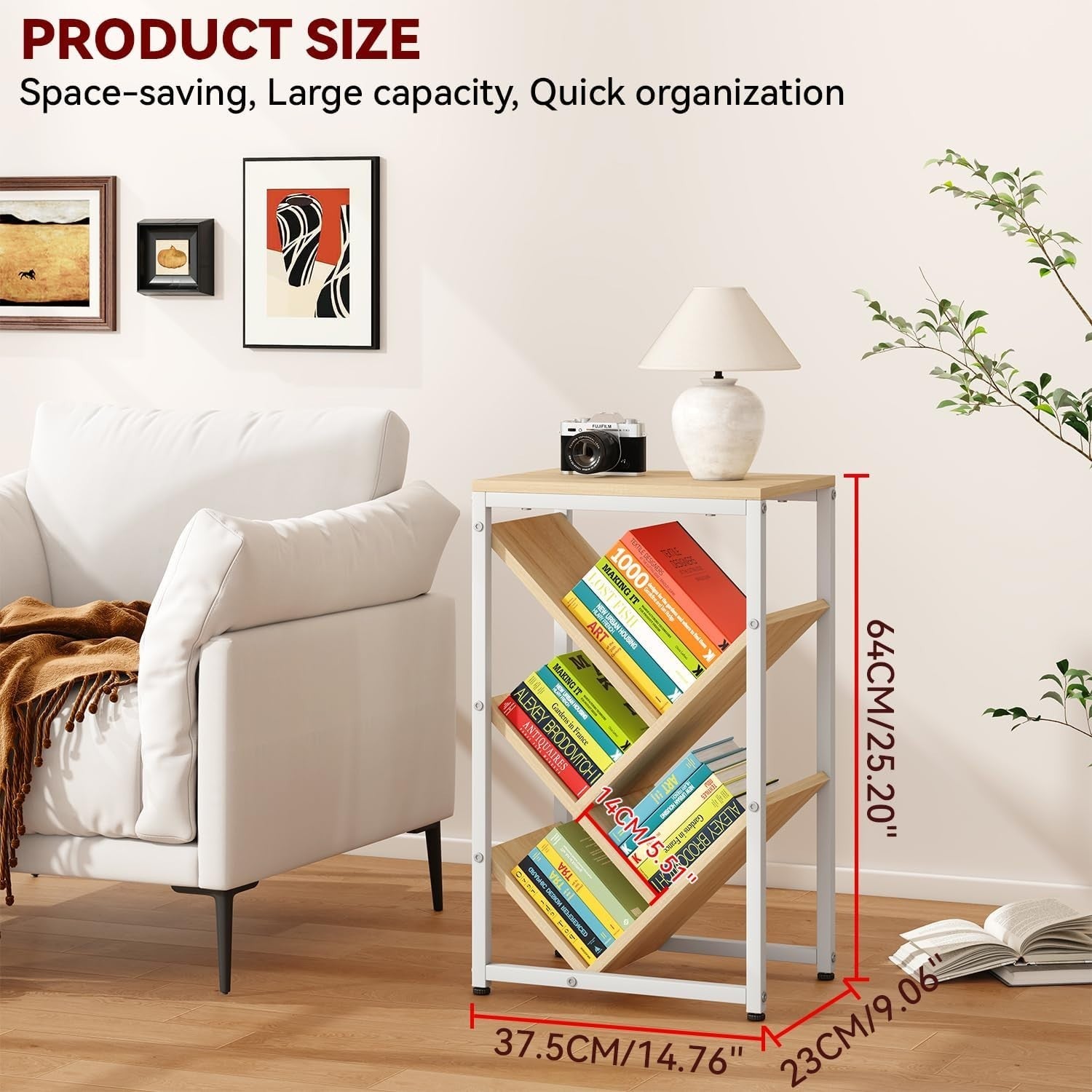 5-Tier Natural Wood Tree Bookshelf Desktop Storage Organizer Shelf