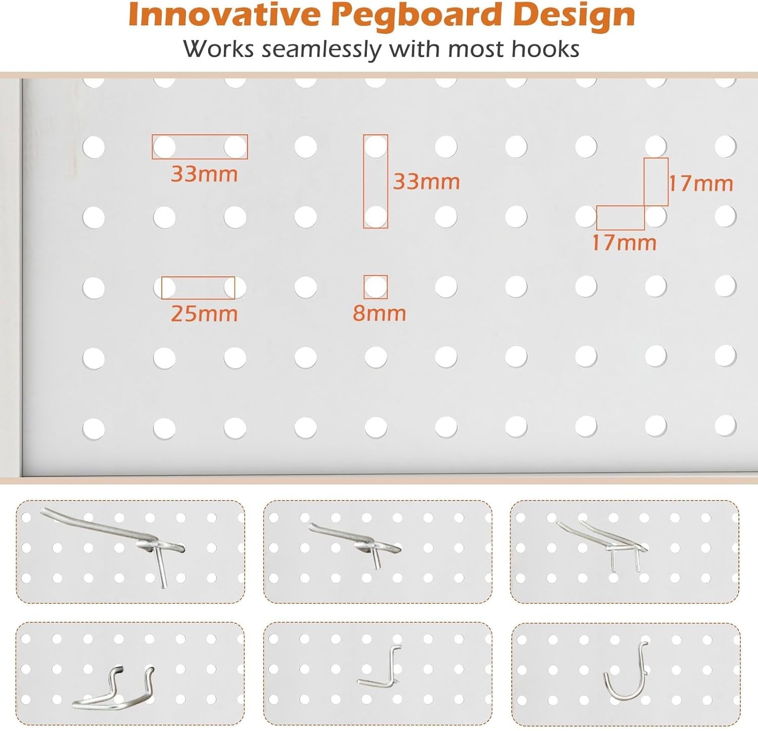 4 Panel White Wooden Folding Room Divider with Pegboard Display 162x170cm