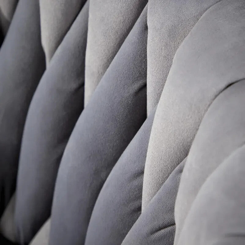 Grey Velvet Swivel Accent Chair Round Tufted Back Plush Seat Metal Legs