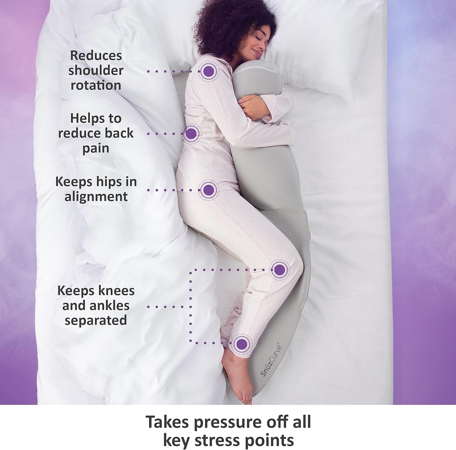 Pregnancy Pillow Full Body Support Curved Maternity Sleep Cushion Grey