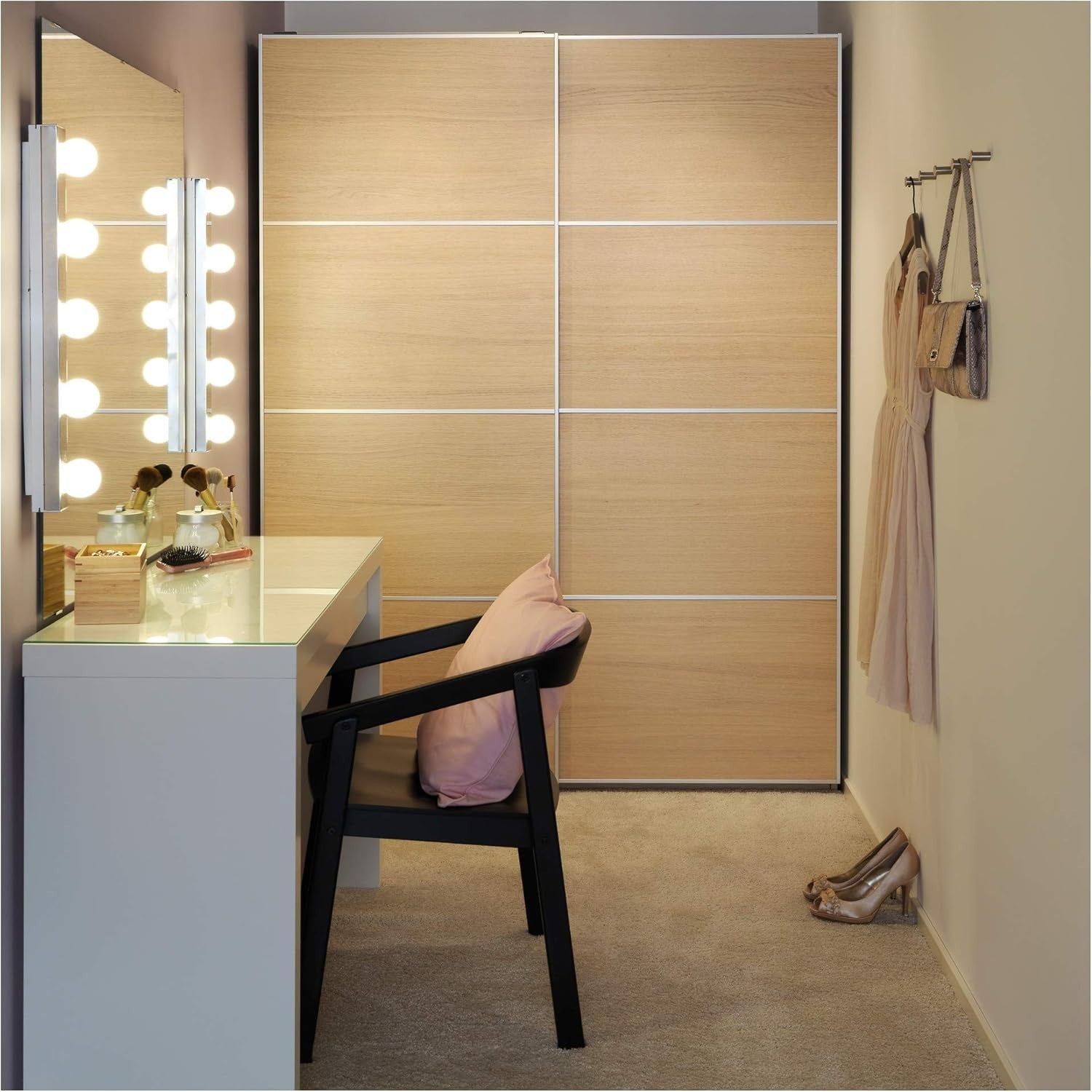 White Vanity Makeup Desk Modern Glass Top 1 Drawer Dressing Table 120cm