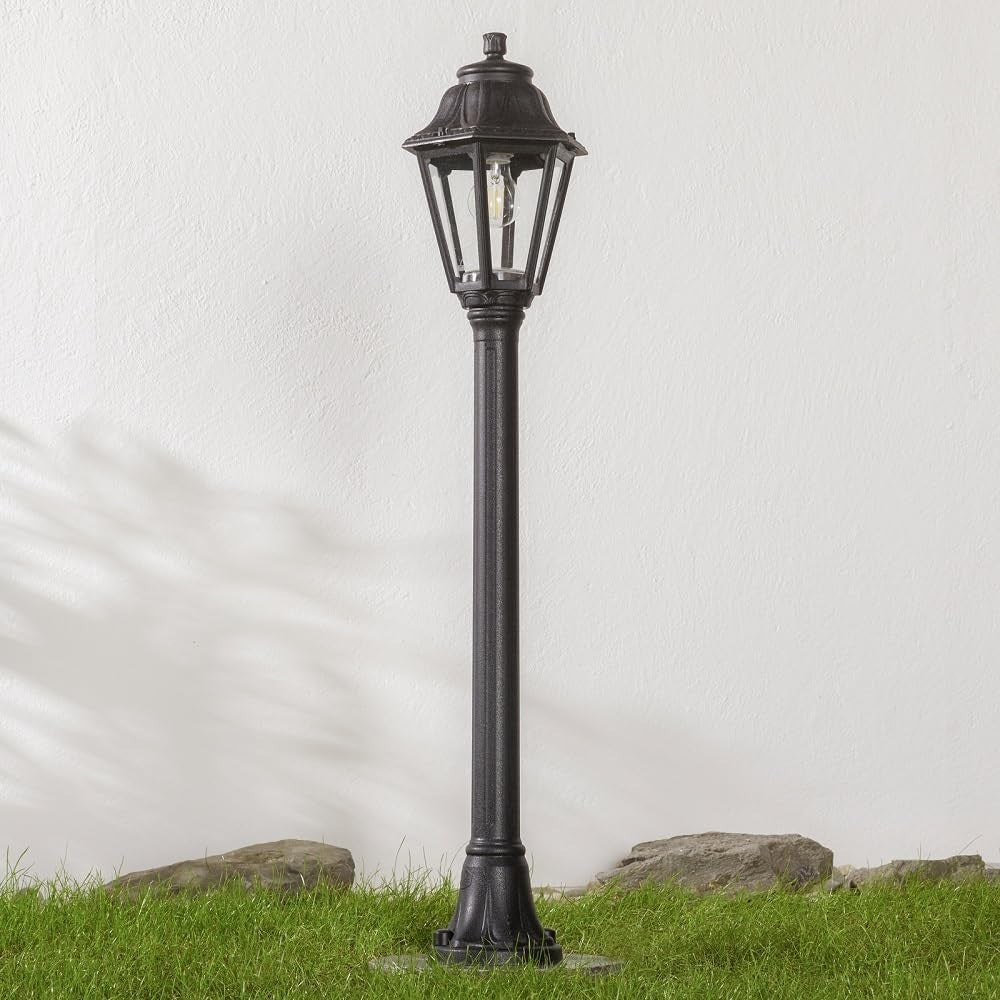 Black Traditional Outdoor Post Lantern 110cm IP55 Garden Light