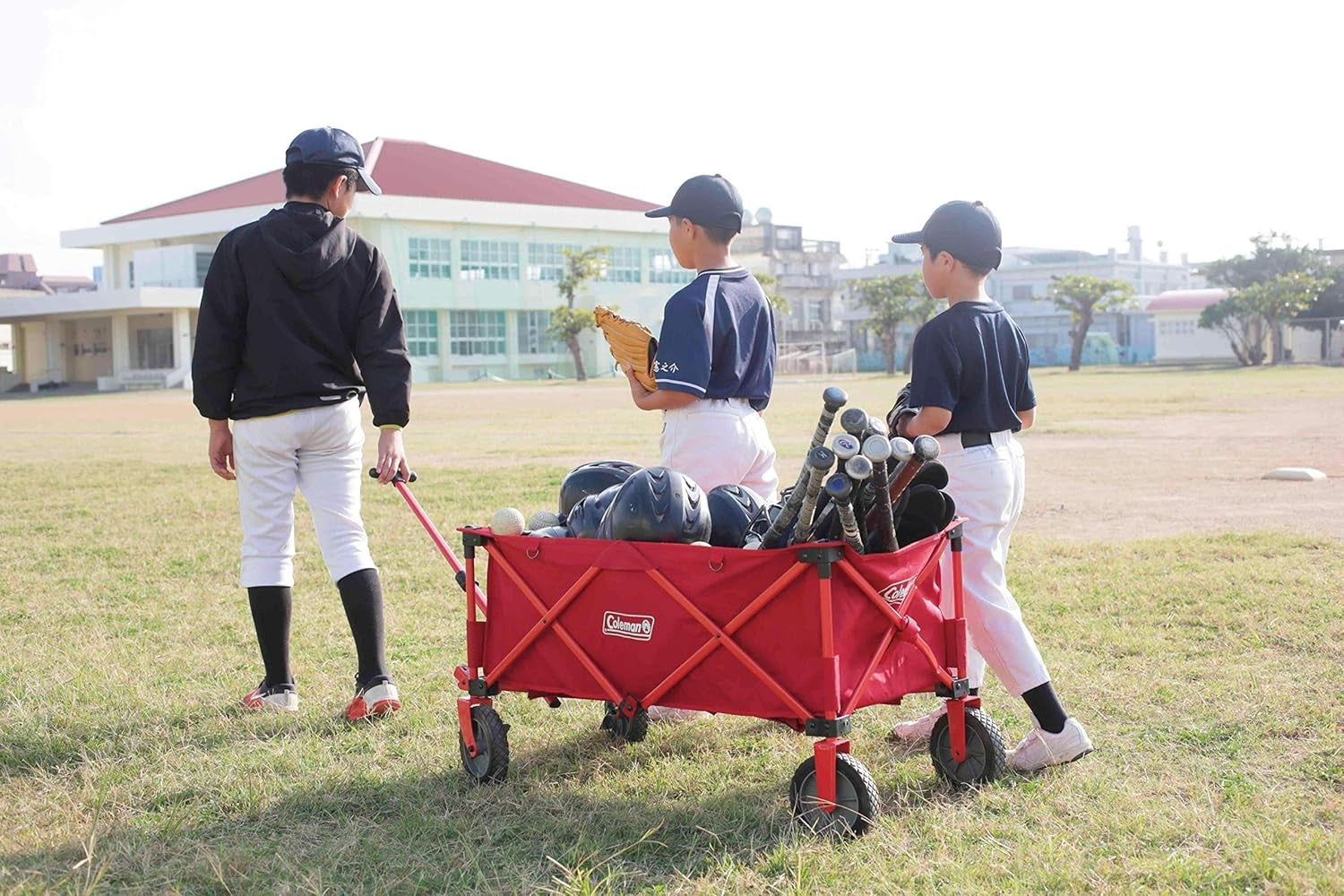 Red Coleman Folding Camping Wagon Heavy Duty Collapsible Festival Cart w/ Bag