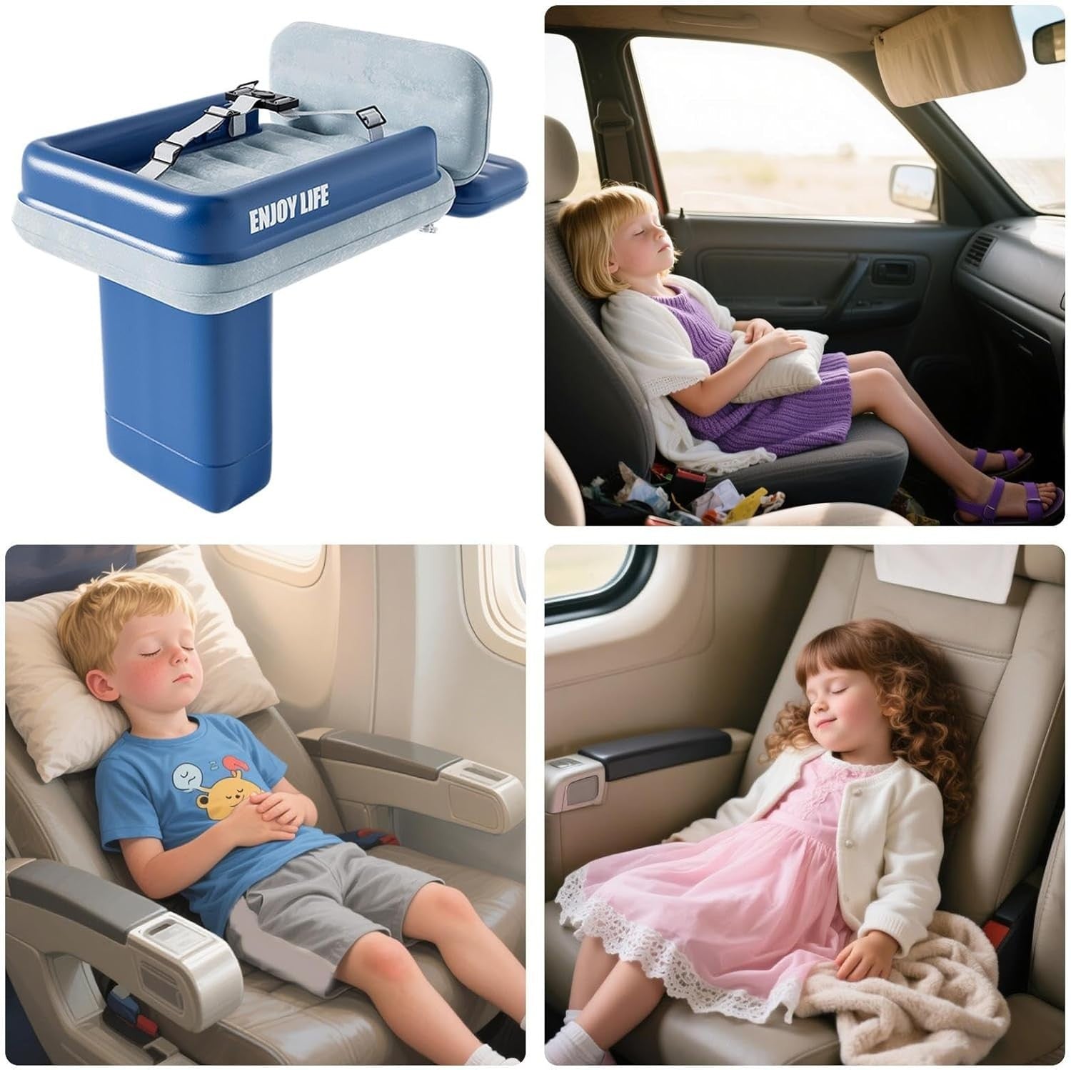 Inflatable Toddler Airplane Bed – Portable Kids Travel Air Mattress