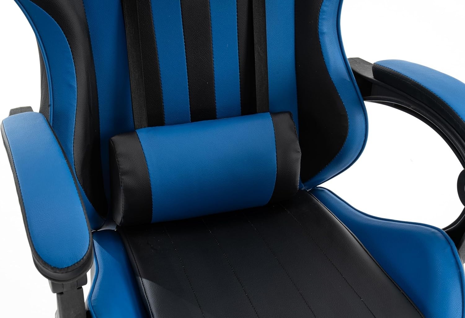 Gaming Chair Blue Faux Leather Office Desk Swivel Adjustable Height Armrest Foot