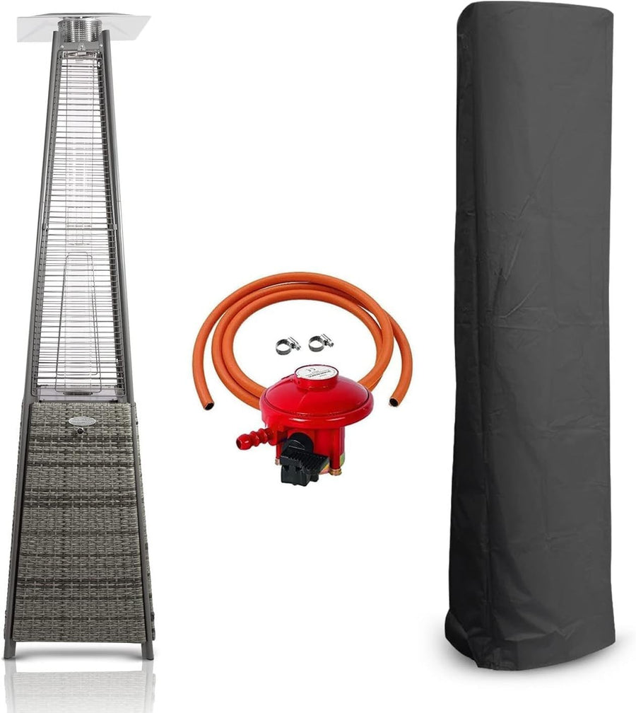 Outdoor Gas Patio Heater Pyramid Flame 13kW Waterproof Windproof Cover