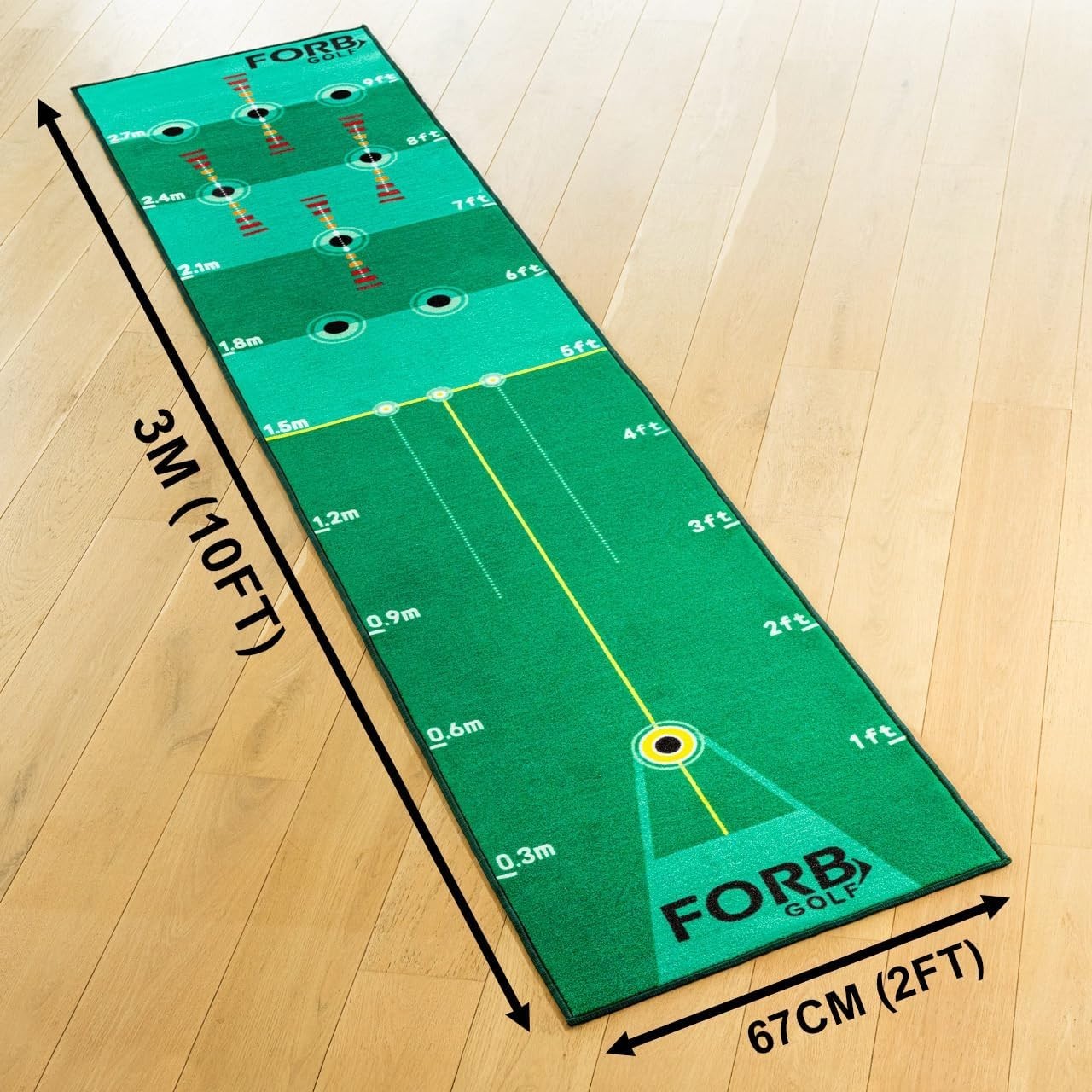 10ft Golf Putting Mat Indoor Practice Trainer Non Slip Multi Target Green