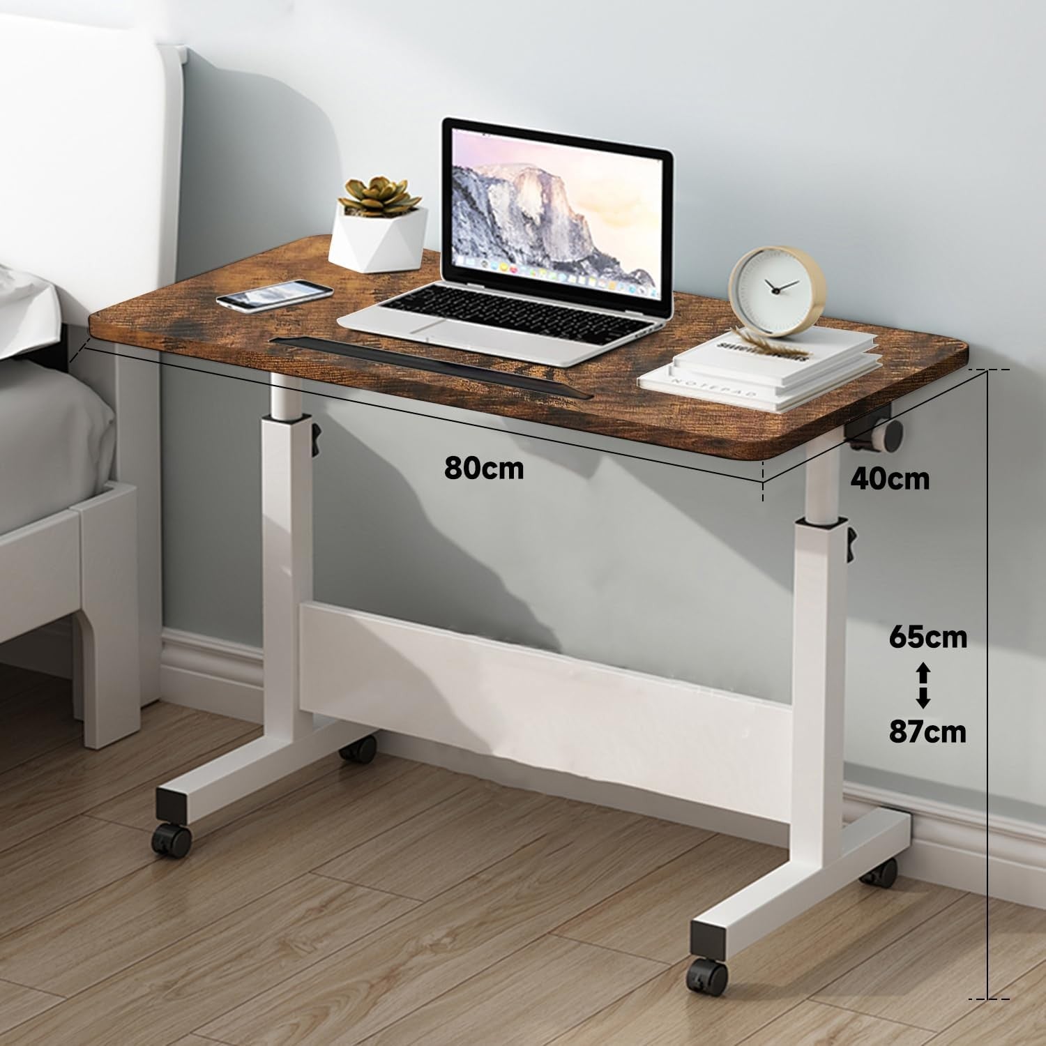 Height Adjustable Standing Desk on Wheels Laptop Table Office 80x40cm