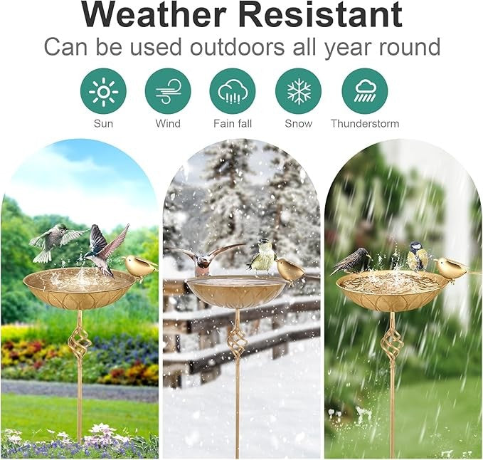 Metal Bird Bath Feeder Bowl – 5 Prong Stand Outdoor Garden Water Feature