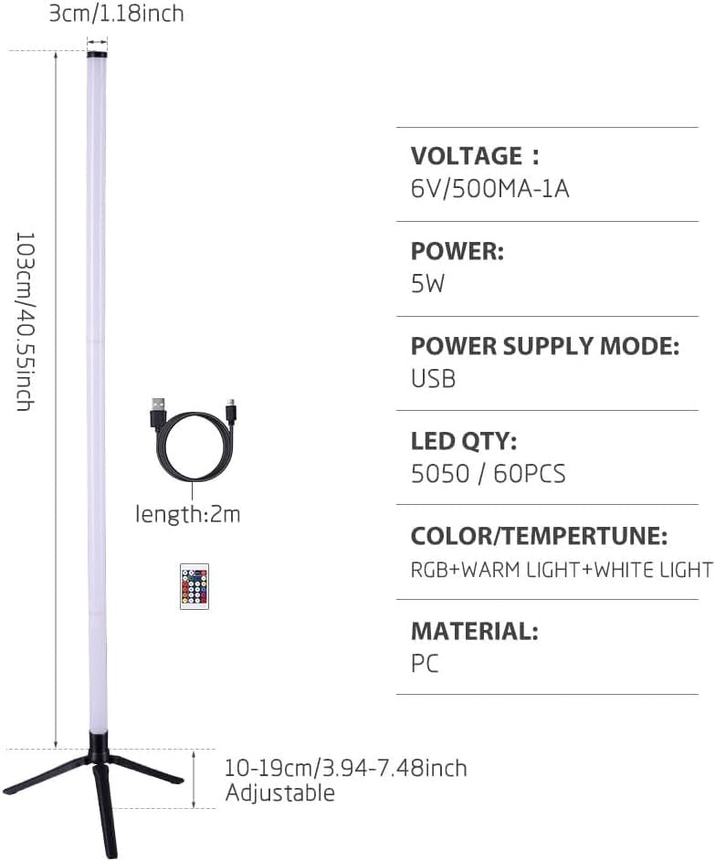 Smart RGB Corner Floor Lamp App Remote Dimmable LED Mood Lighting