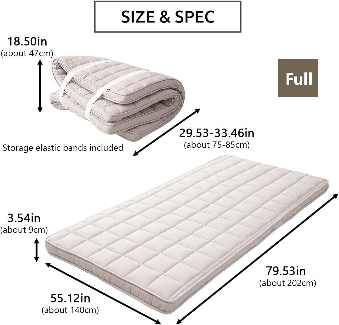 Japanese Foldable Floor Mattress Double Tatami Futon - Firm Support Sleep