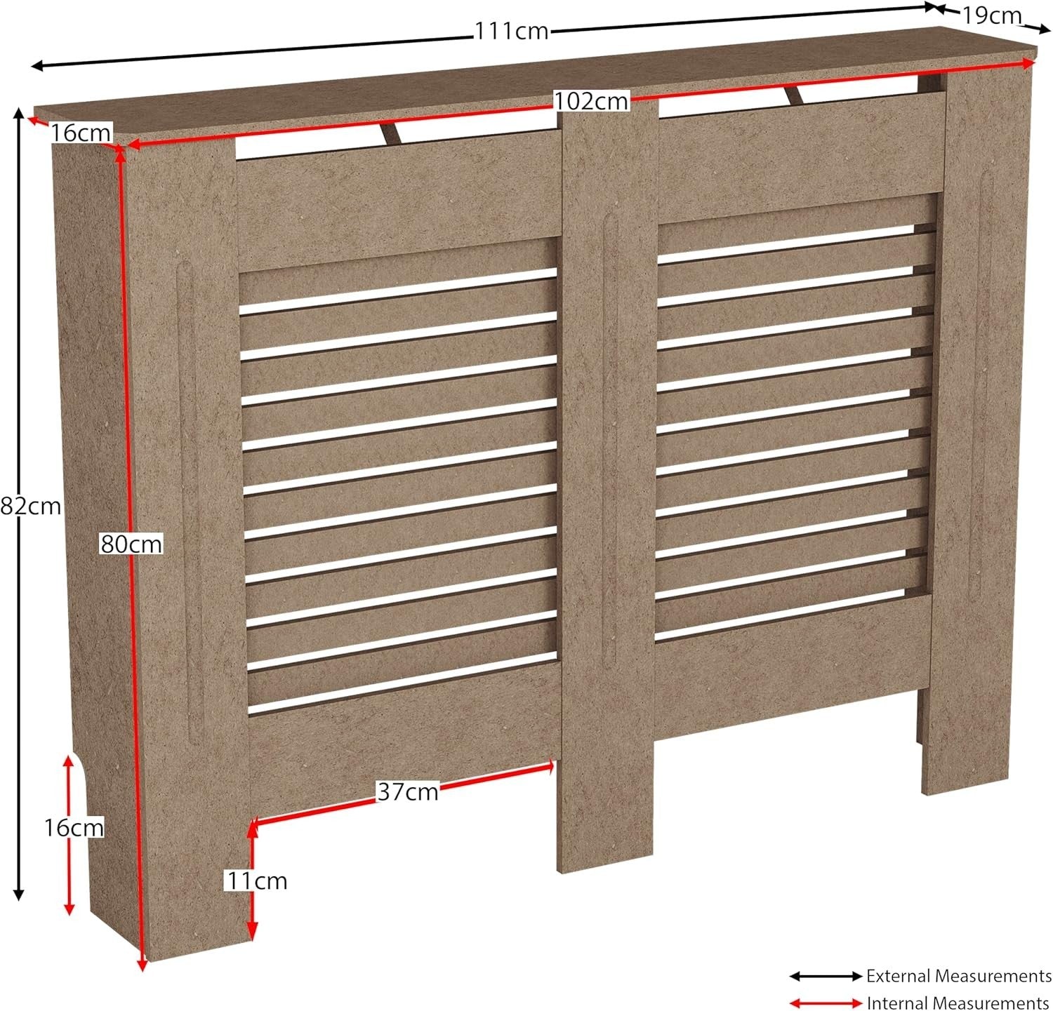 Medium Unfinished Radiator Cover MDF Modern Grill Customisable DIY Cabinet