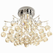 Modern K9 Crystal Flush Ceiling Light Chandelier 3 Way E14 Lamp 40cm Fixture