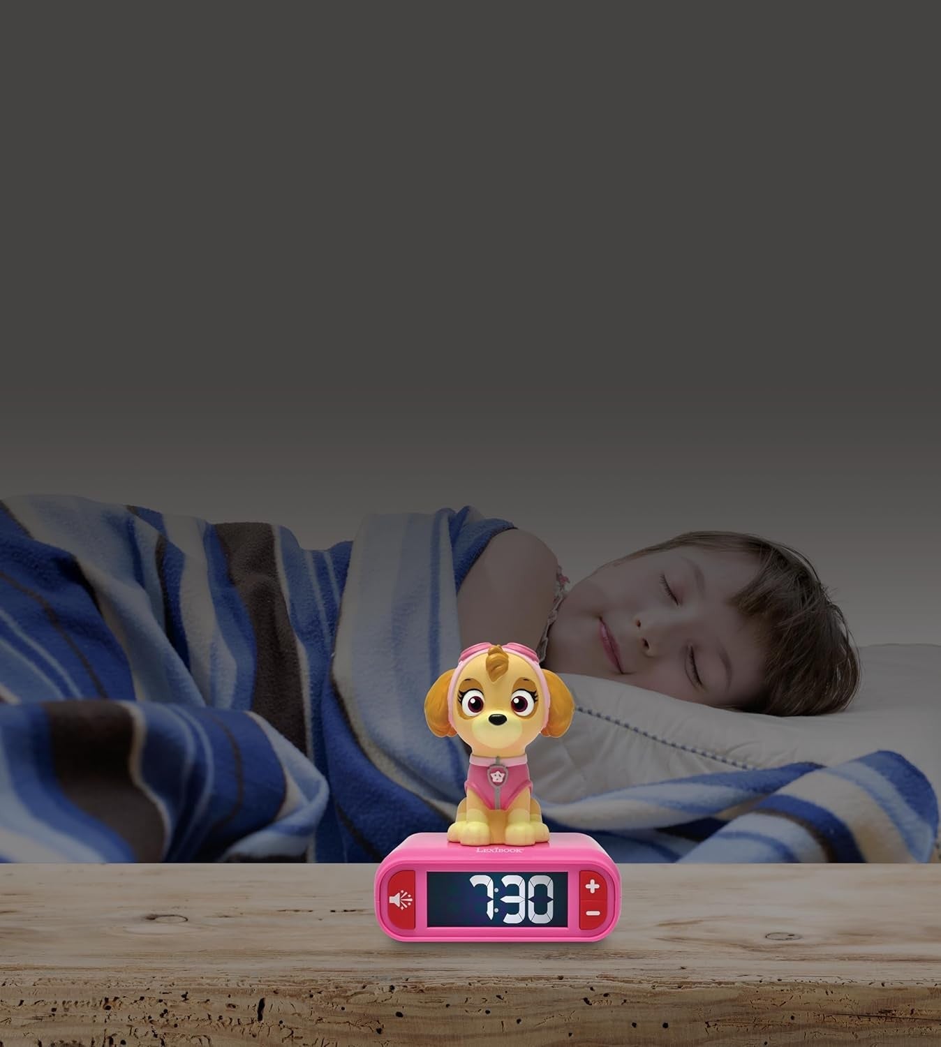 Kids Alarm Clock Night Light LCD Snooze Sound Effects Bedside Clock pink