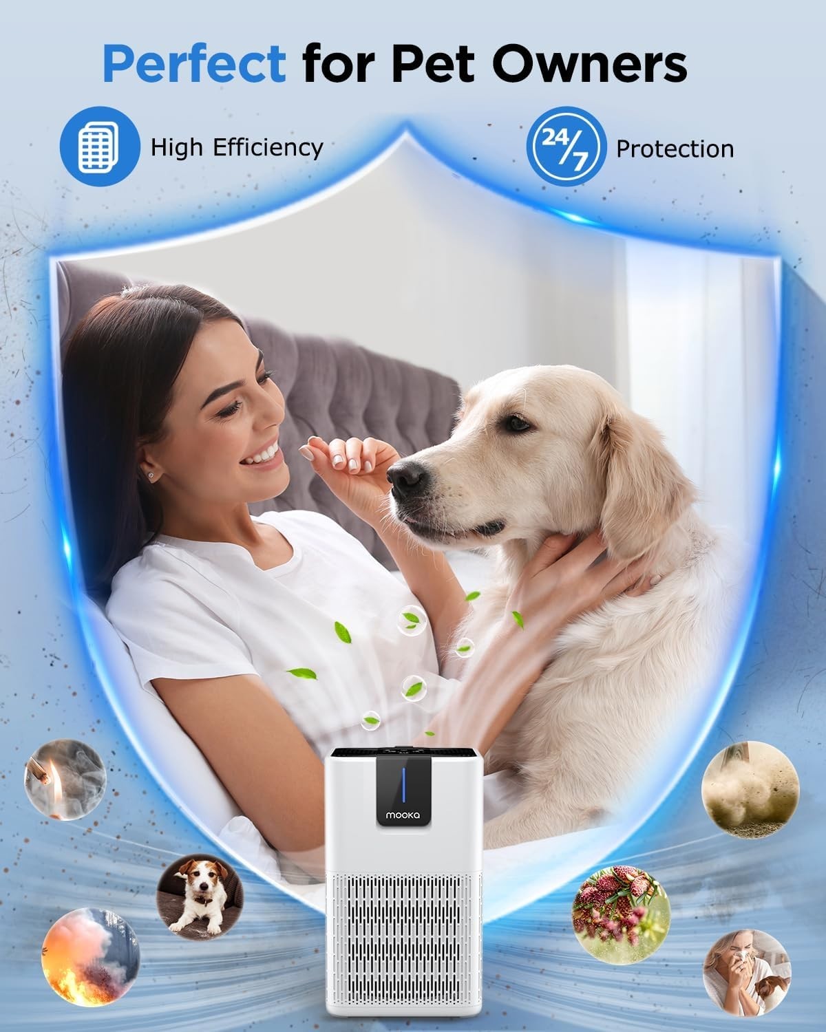 H13 HEPA Air Purifier Large Room 1250ft² Ultra Quiet Aroma Pets