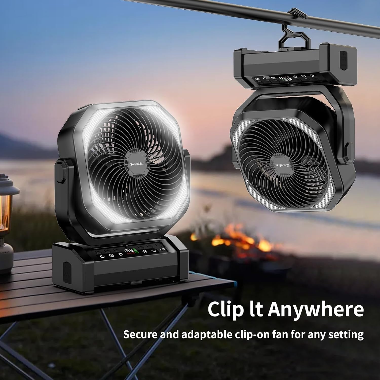 Camping Fan w/ Light – 9-Speed Rechargeable 20000mAh Fan w/ Timer & Remote