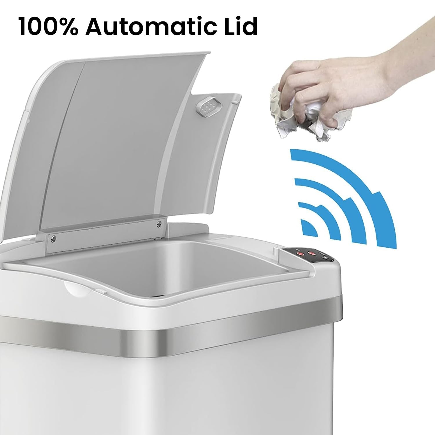 15L Touchless Sensor Kitchen Bathroom Bin Odour Filter White