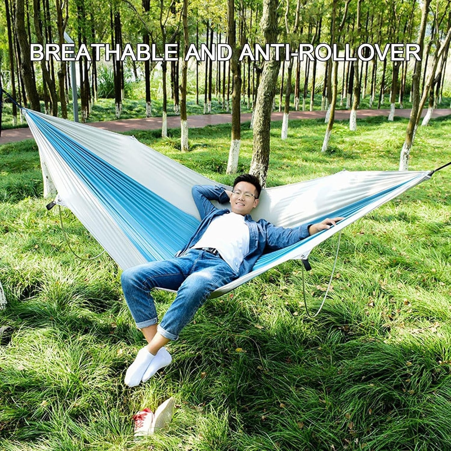 Portable Camping Hammock Lightweight Parachute Hammock with Tree Straps – Single