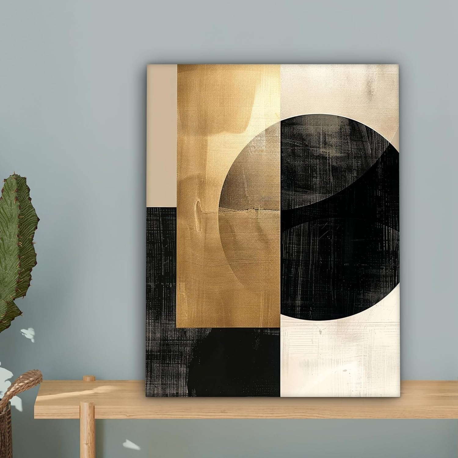Abstract Canvas Wall Art 30x40cm Gold Black Modern Framed Print