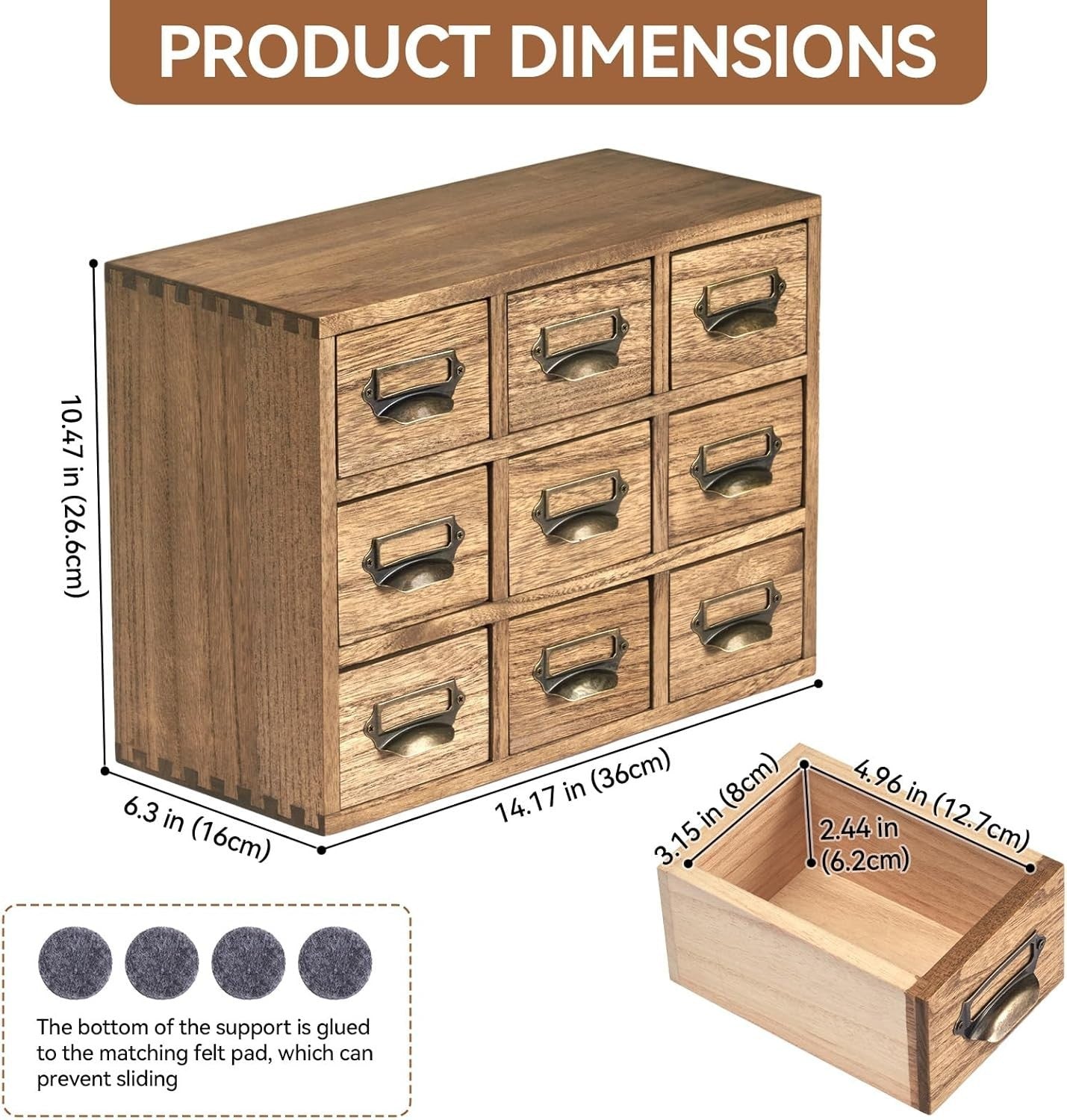 Wood Desktop Organizer 9-Drawer Chest for Jewelry, Tea & Office Supplies
