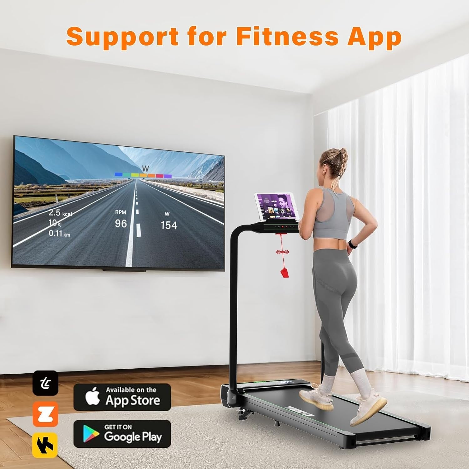 Walking Pad Incline App Folding Treadmill Under Desk 12km/h Remote