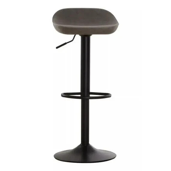 Set of 2 Grey Bar Stools Leather Effect Adjustable Swivel Kitchen Chairs