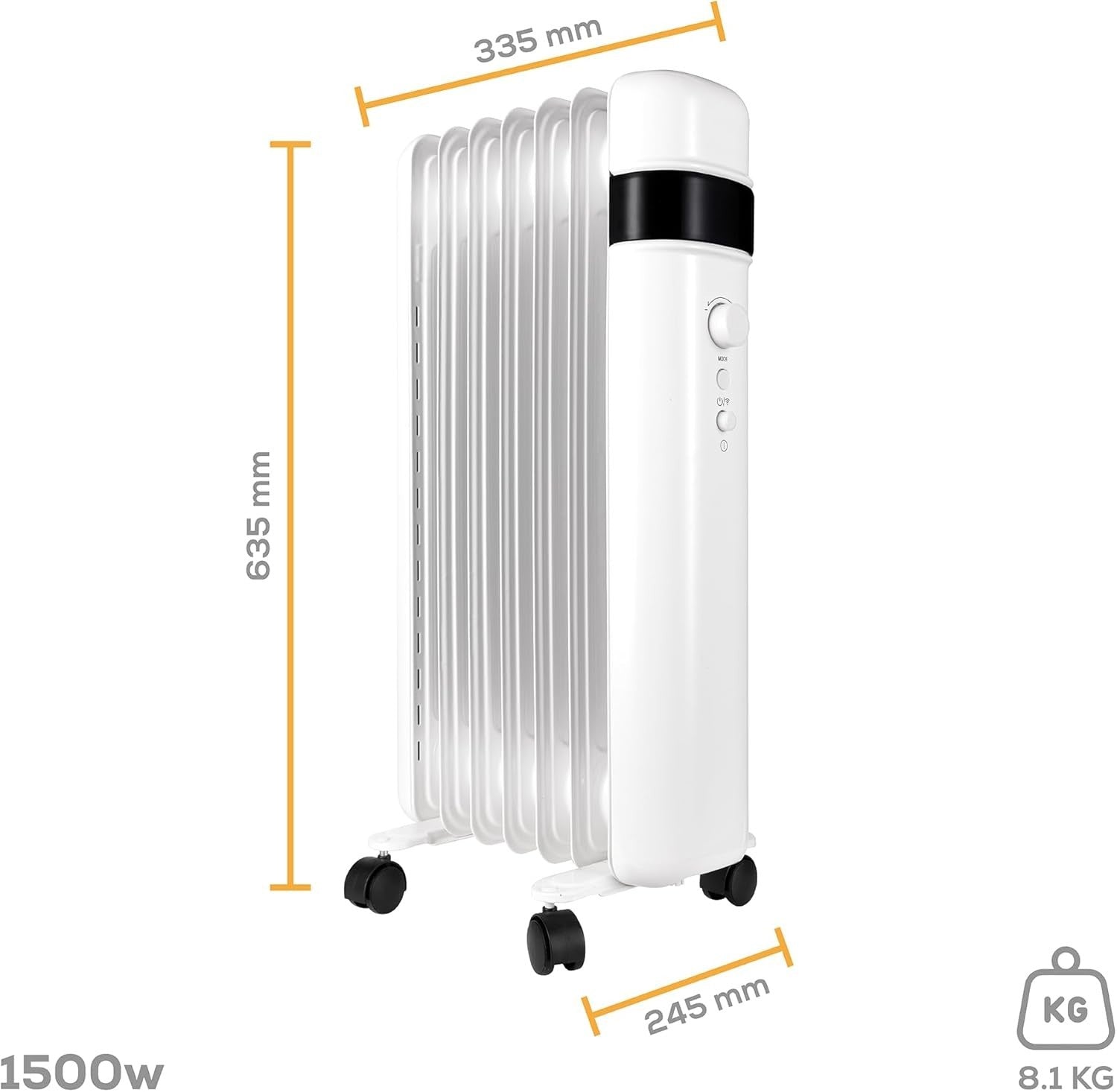 Smart 1500W Oil Radiator WiFi App Control Alexa Google Siri Timer